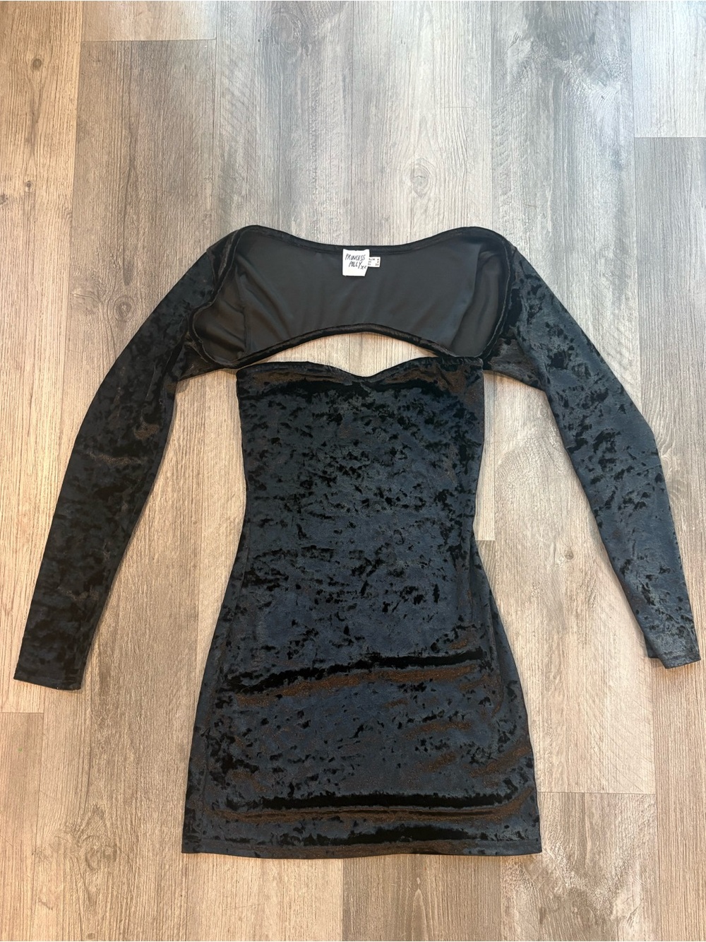 Princess Polly Black Velvet Cutout Mini Dress Size 2 Romantic Goth